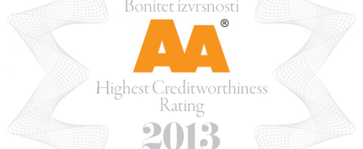 AA Certifikat bonitetne izvrsnosti 2013