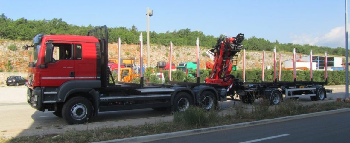 Šumarska nadogradnja s Palfinger Epsilon dizalicom M120Z i šumarska prikolica PSM 200 za obrt za prijevoz i trgovinu M&B Mirko Abramović